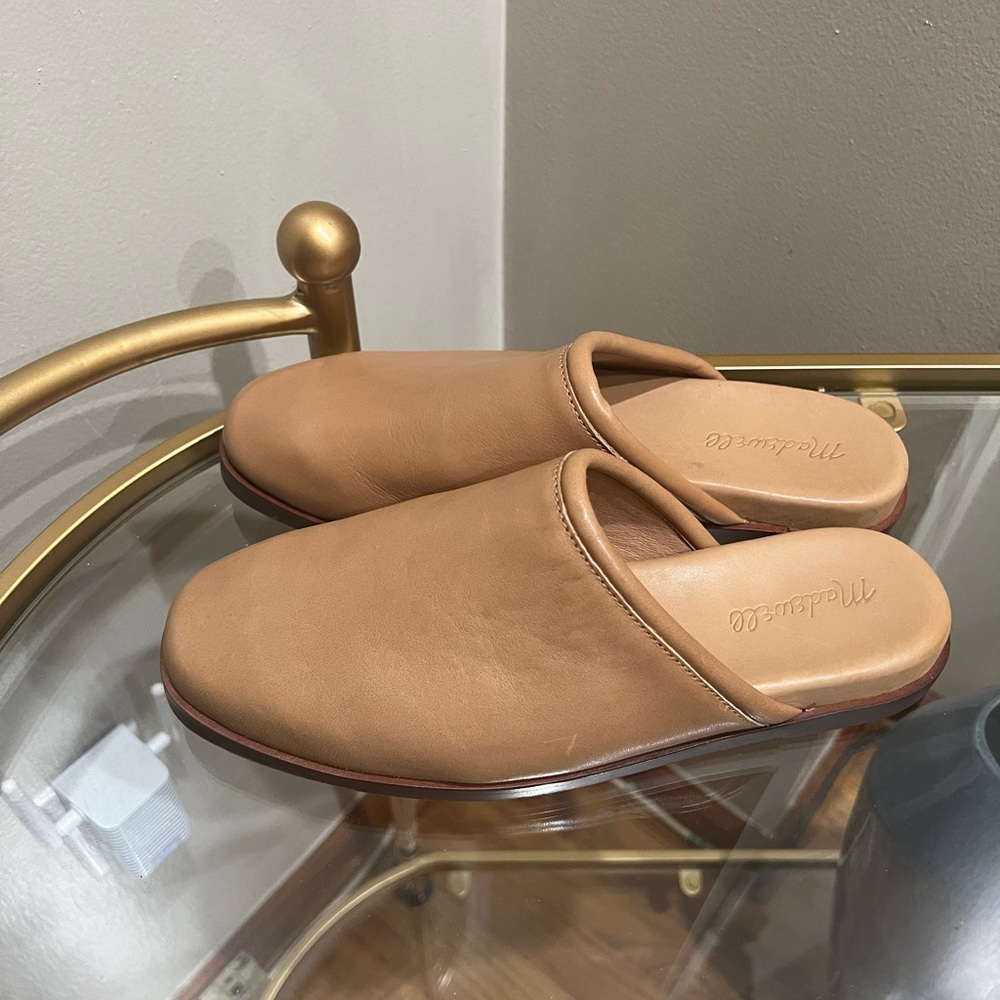 Madewell Tan Leather Slip-On Mules